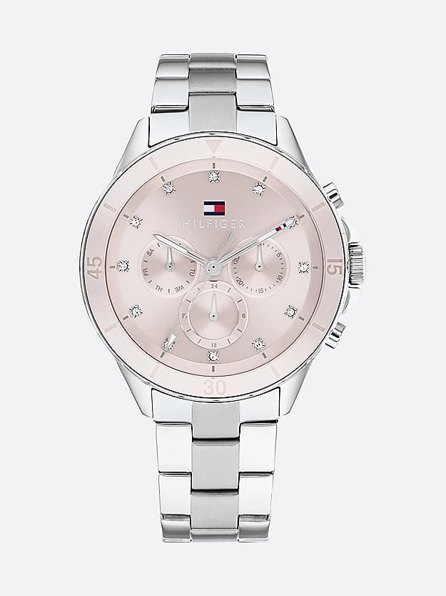 Montre bracelet en acier inoxydable à cadran rose