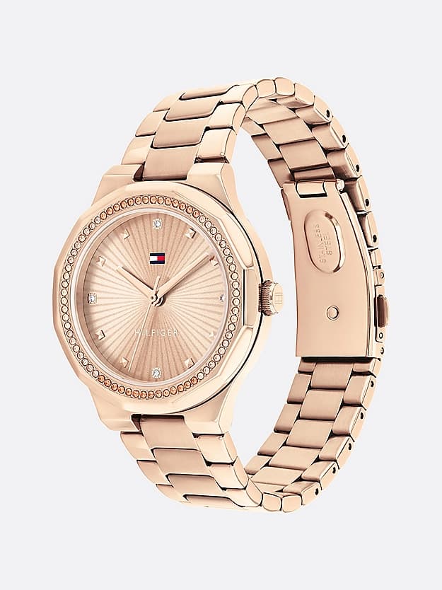Bracelet en acier inoxydable plaqué ion or champagne