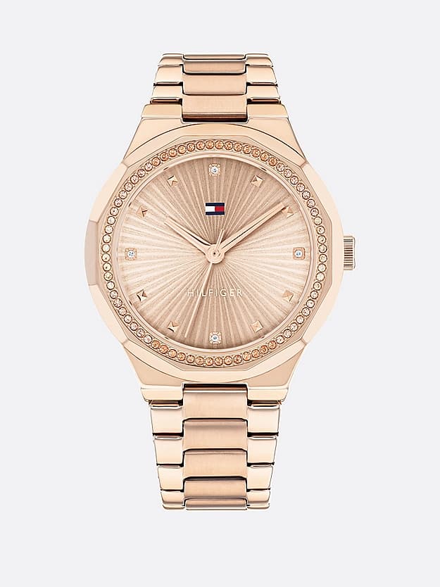 Bracelet en acier inoxydable plaqué ion or champagne