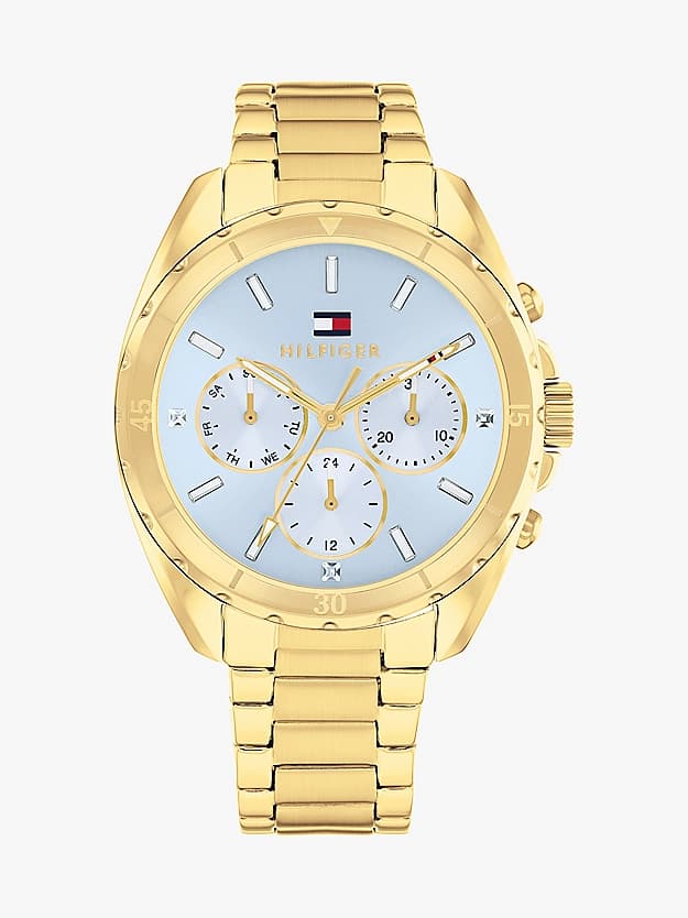 Montre à cadran et sous-cadrans bleus