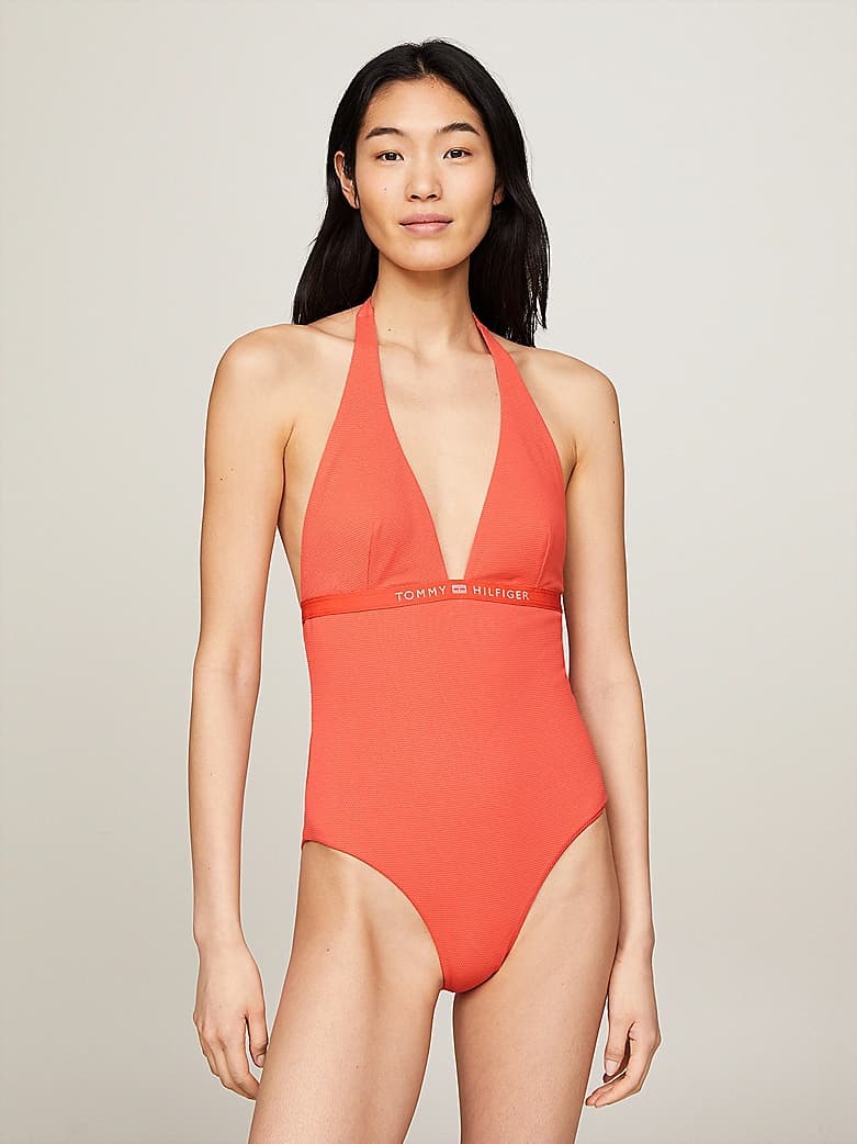Maillot de bain 1 pièce dos nu à logo