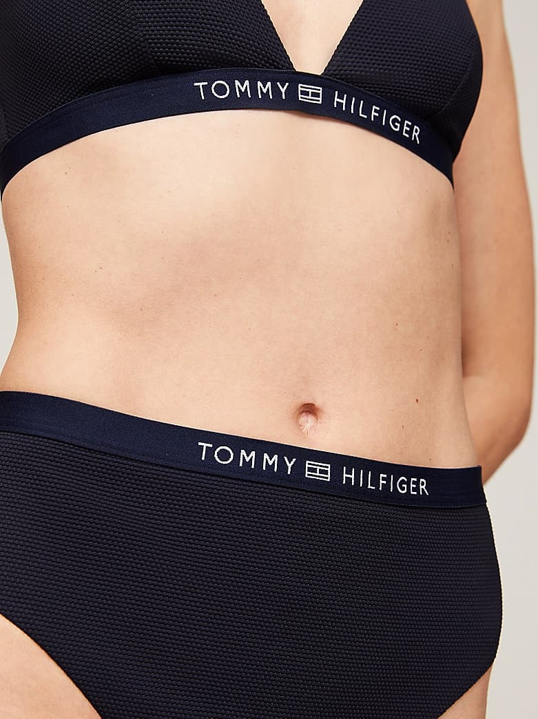 Bas de bikini cheeky taille haute à logo