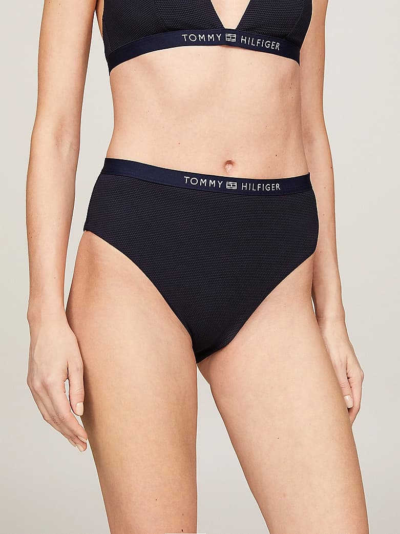 Bas de bikini cheeky taille haute à logo