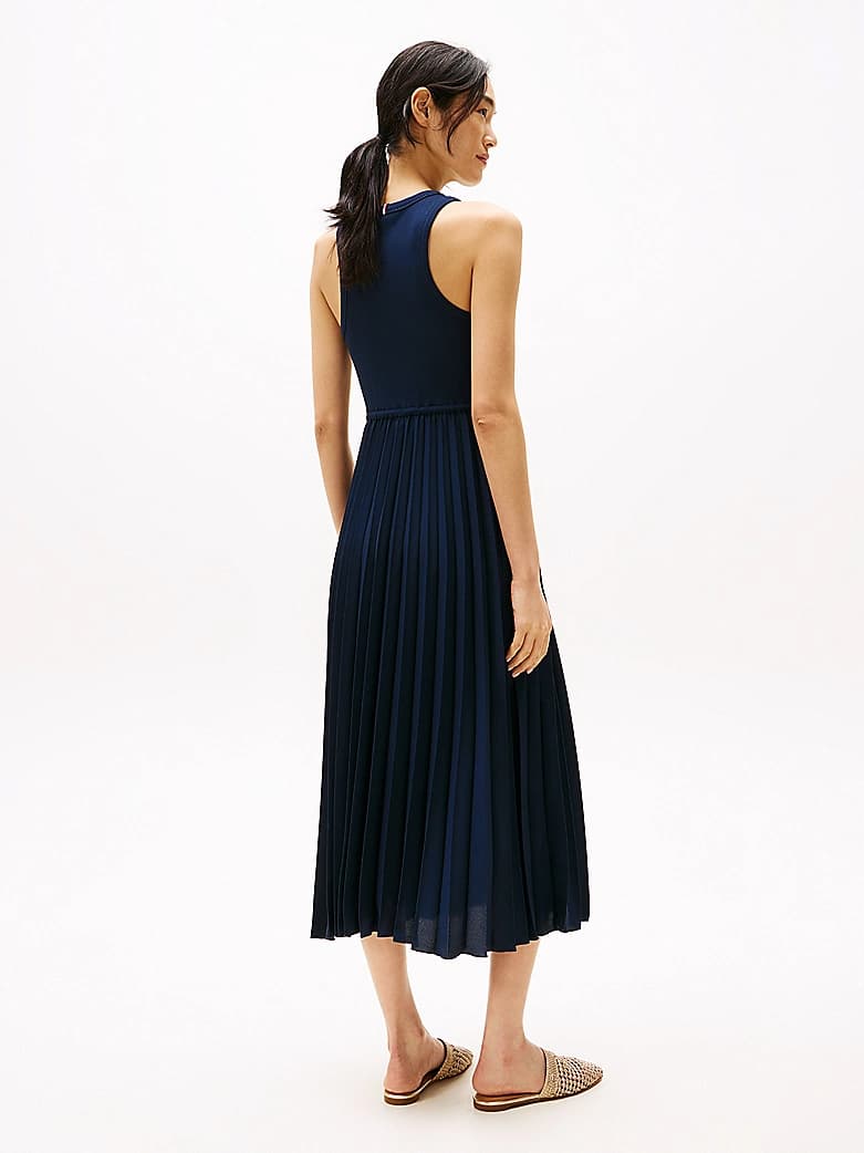 Robe midi plissée sans manches