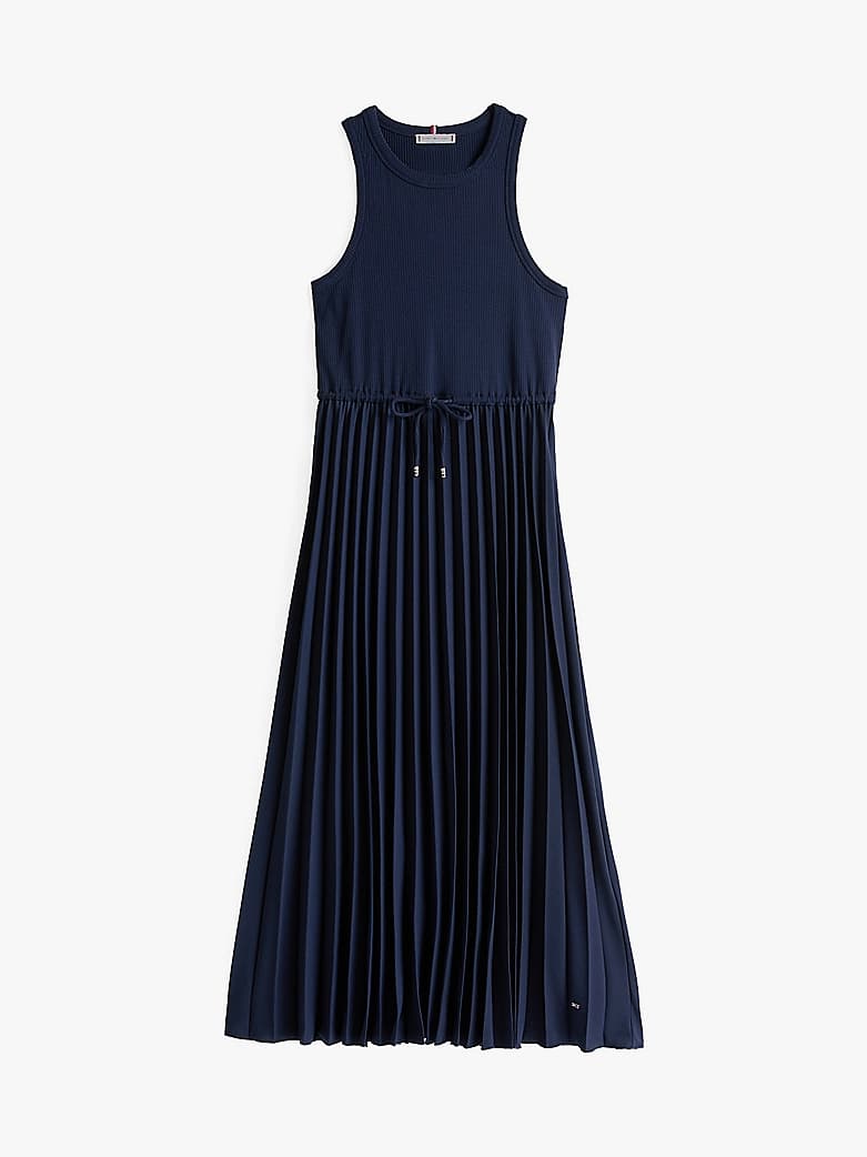 Robe midi plissée sans manches