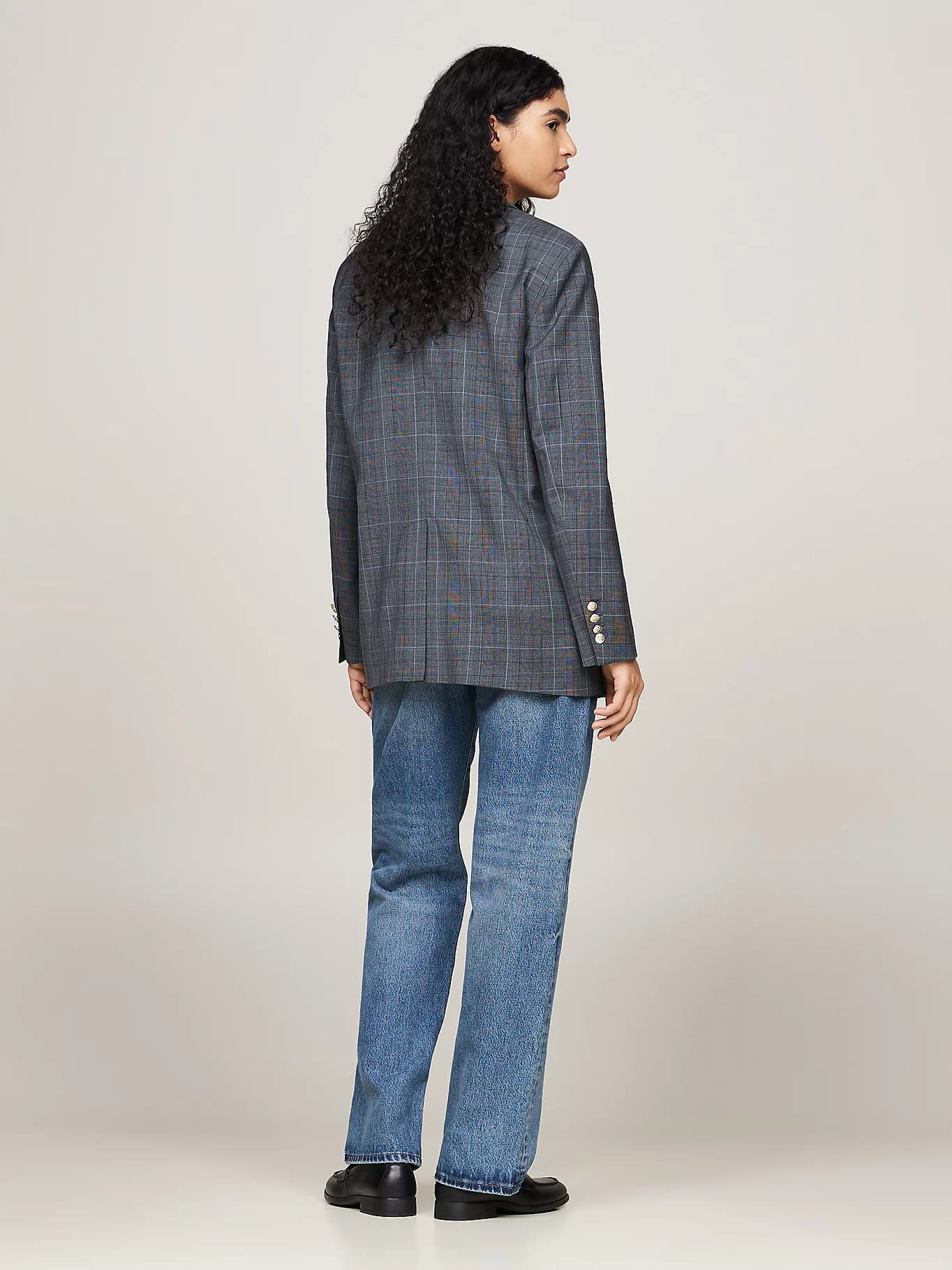 Blazer droit à carreaux et blason