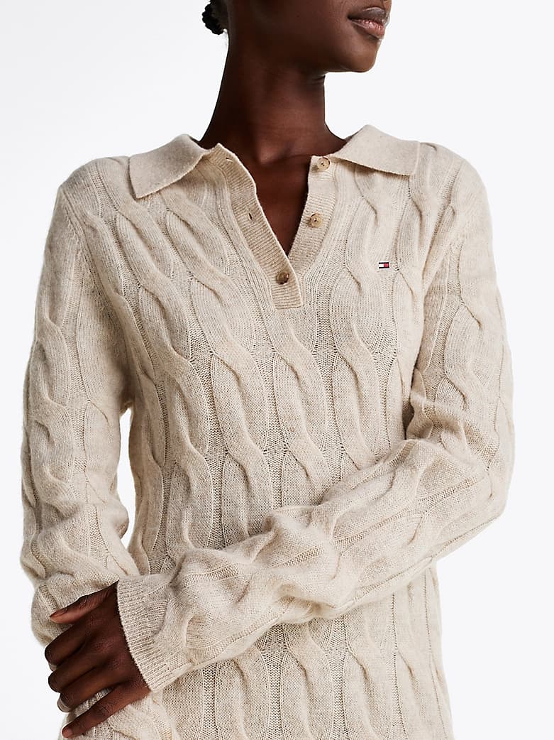 Robe polo courte en maille torsadée
