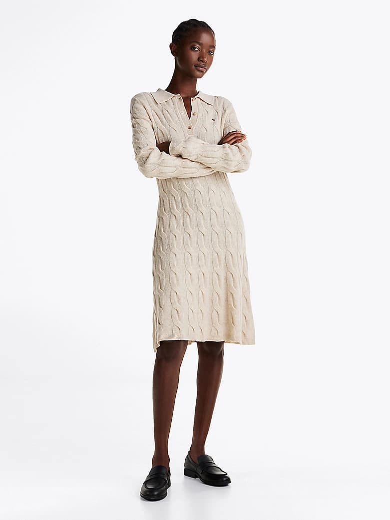 Robe polo courte en maille torsadée