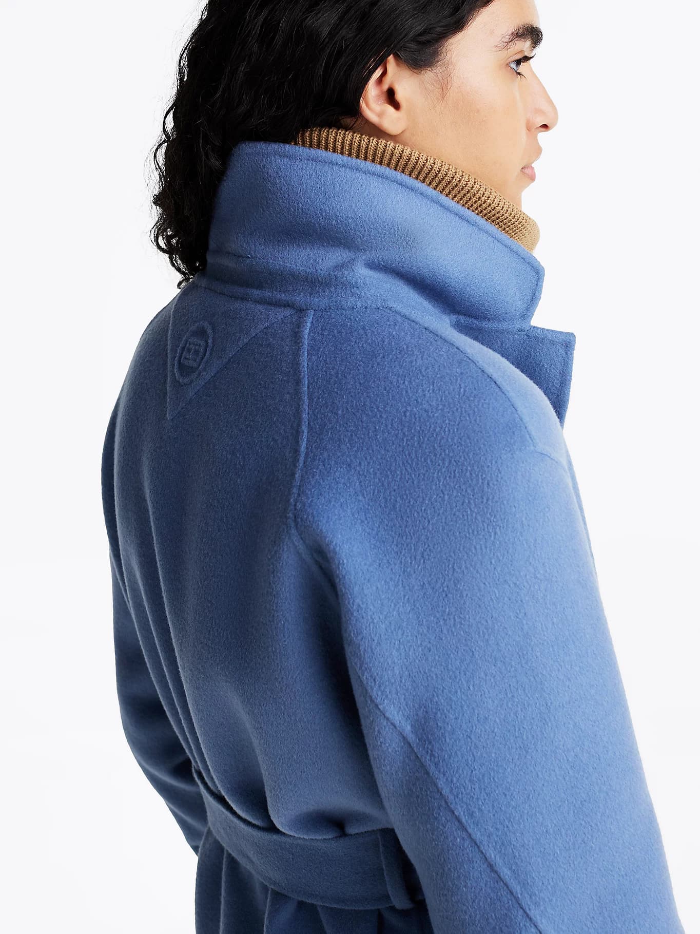 Manteau ceinturé double face à logo tamponné