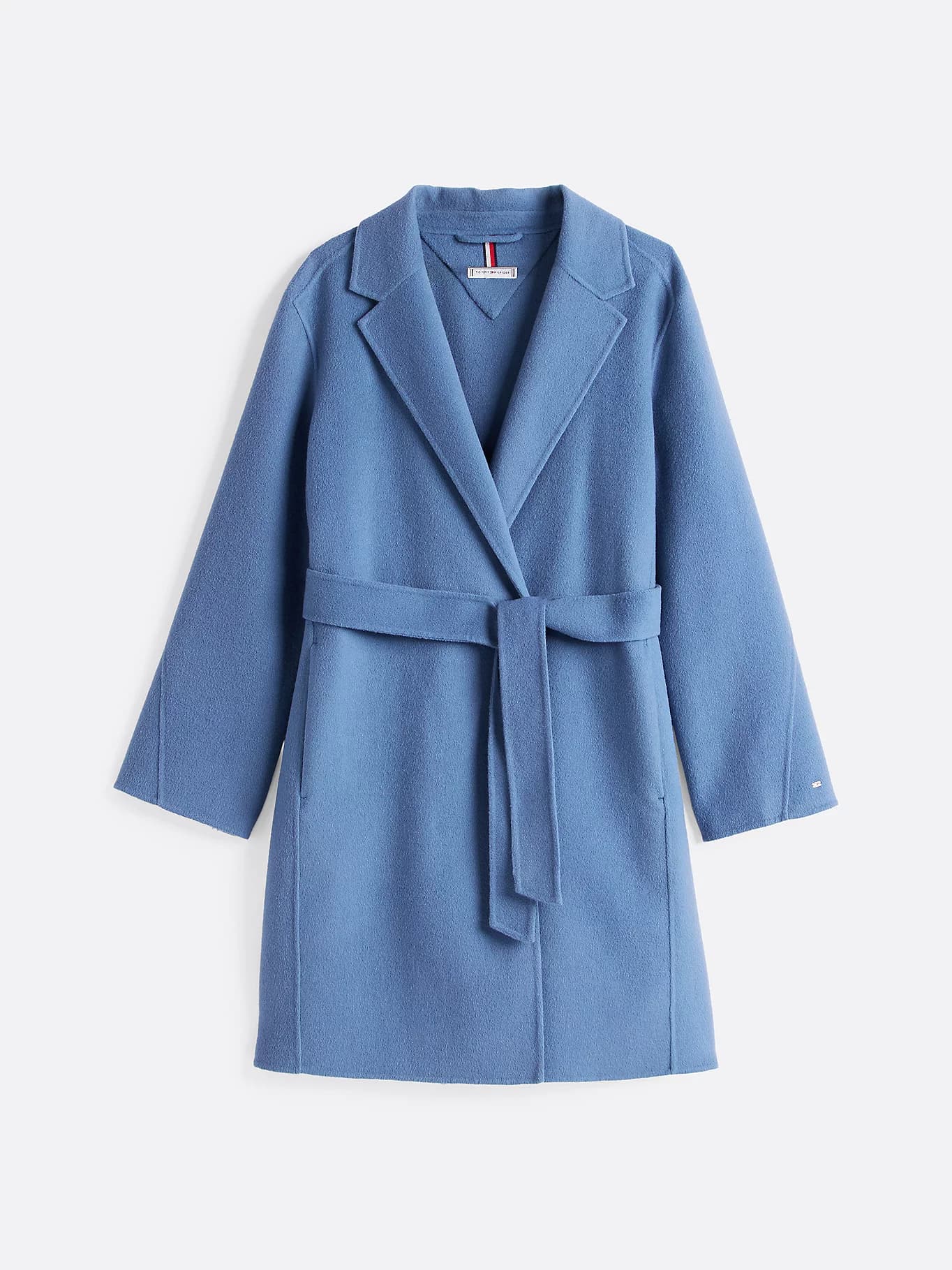 Manteau ceinturé double face à logo tamponné
