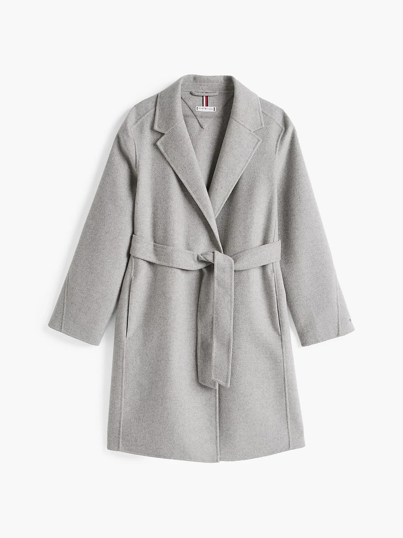 Manteau ceinturé double face à logo tamponné