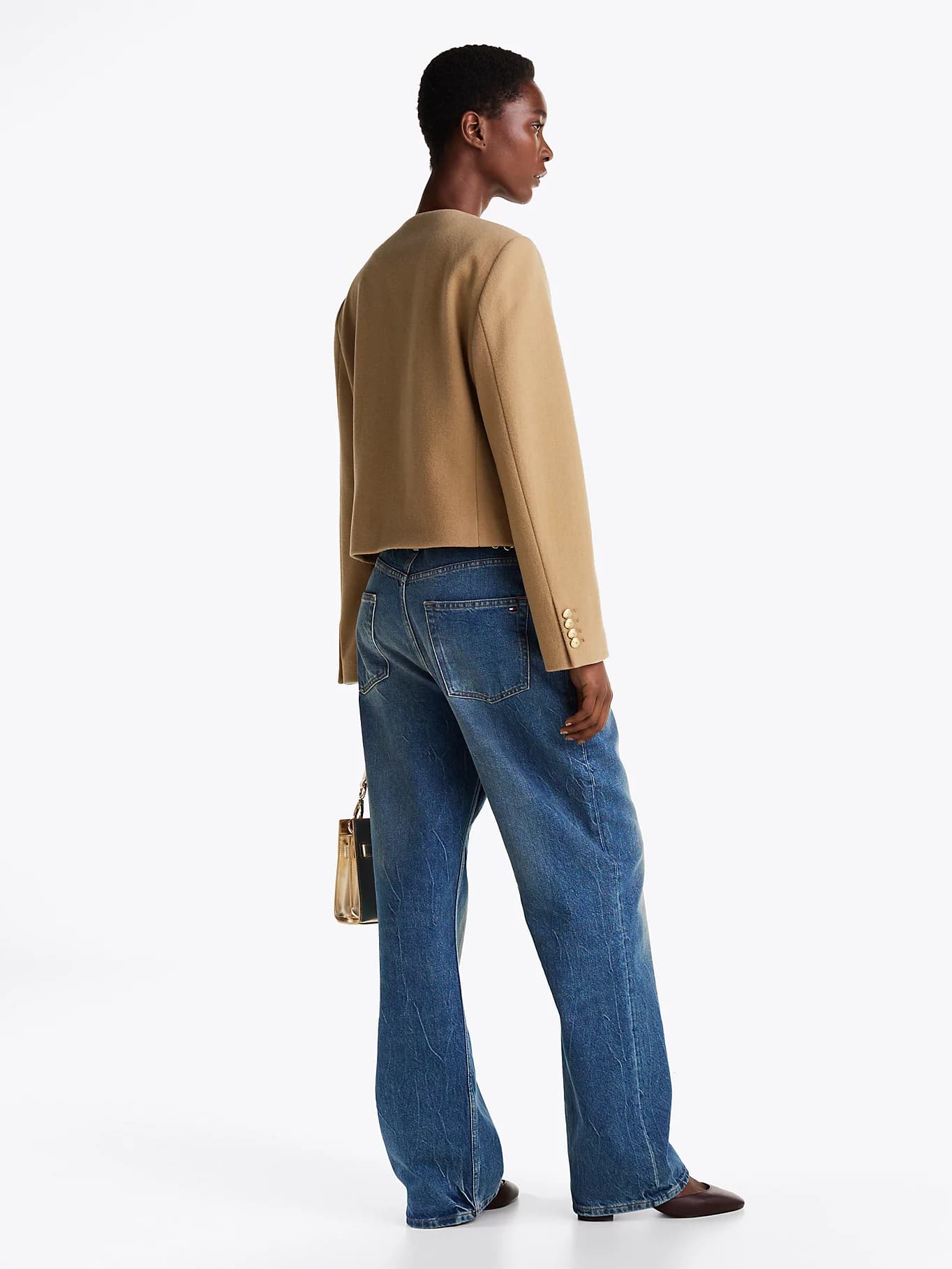 Veste courte en laine majoritaire double face