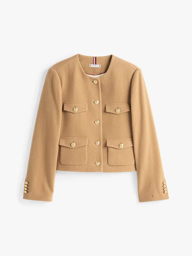 Veste courte en laine majoritaire double face