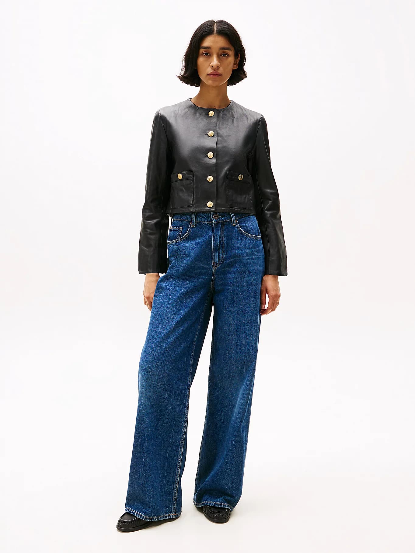 Veste courte en cuir