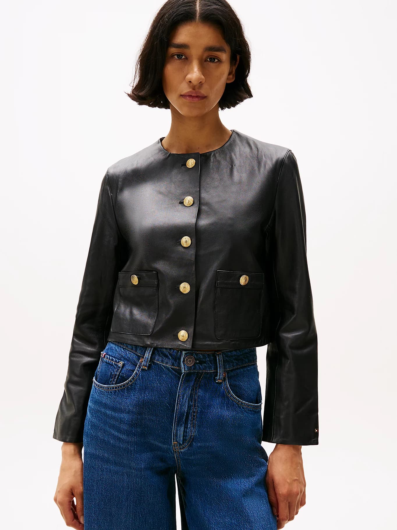 Veste courte en cuir