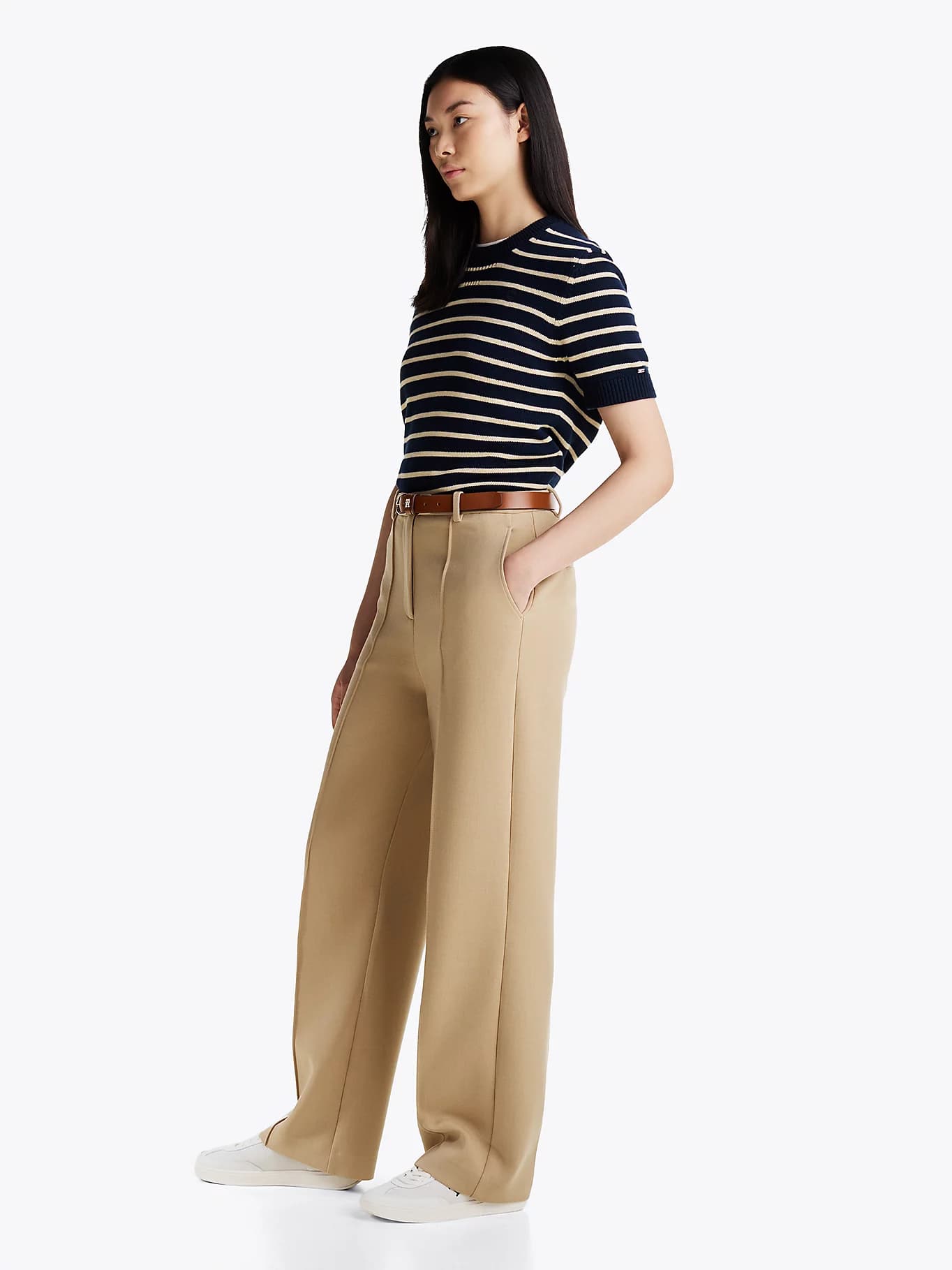 Pantalon droit décontracté à coutures