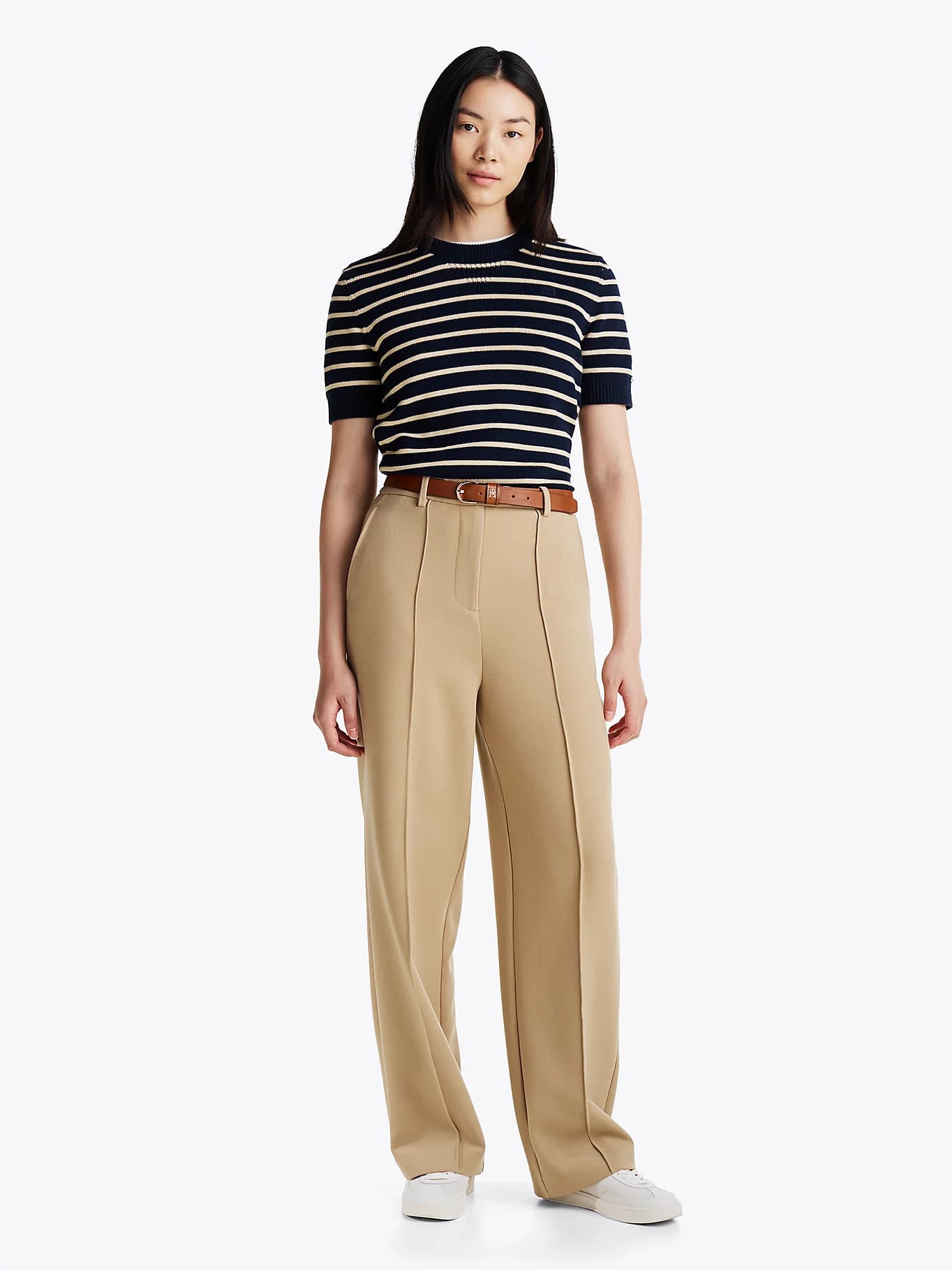 Pantalon droit décontracté à coutures