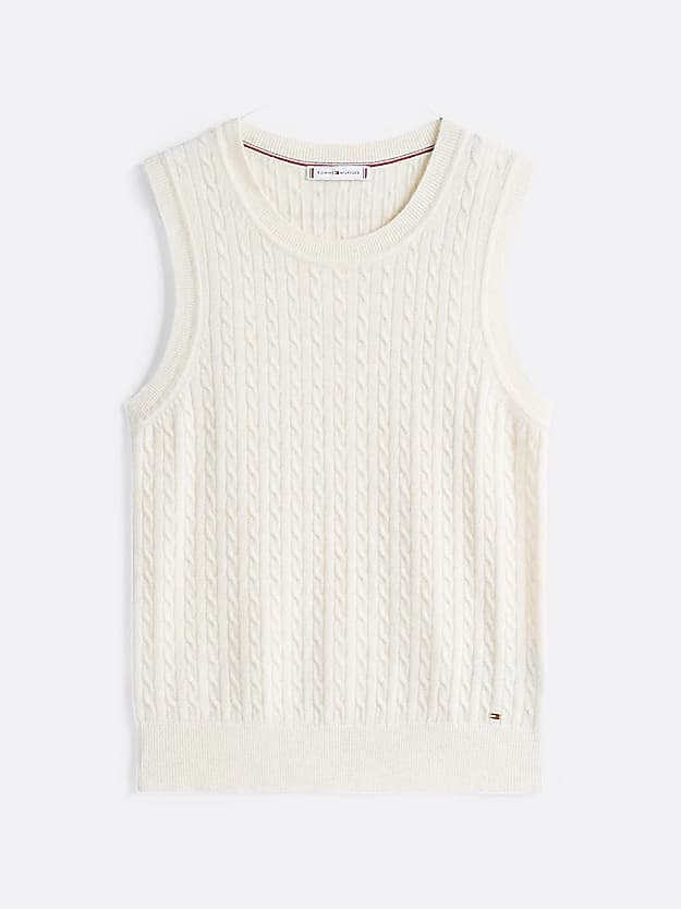 Pull sans manches ajusté en laine majoritaire