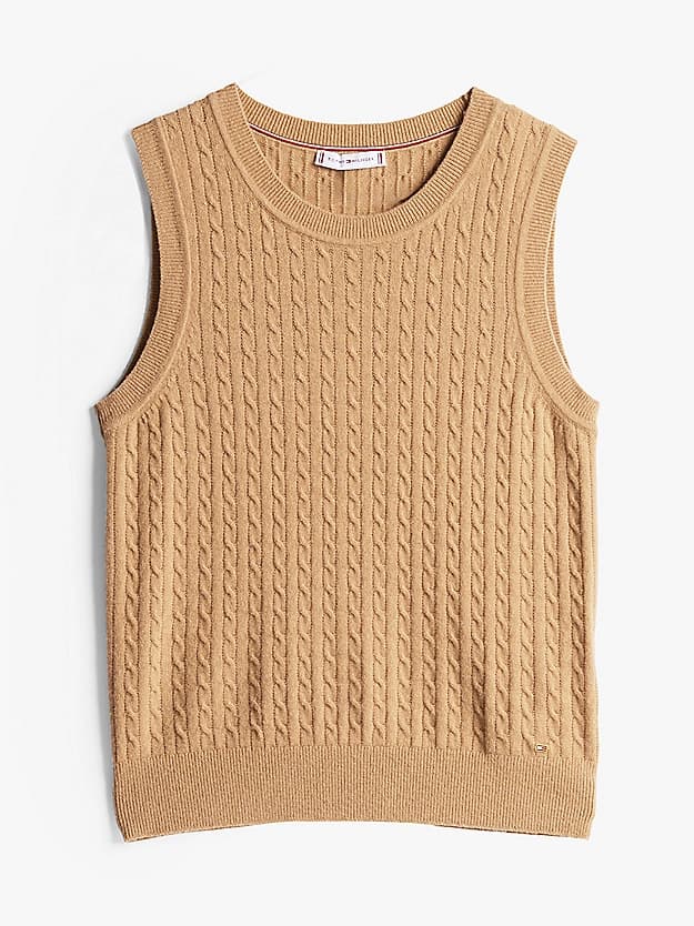 Pull sans manches ajusté en laine majoritaire