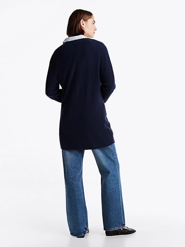 Cardigan décontracté long en laine mélangée