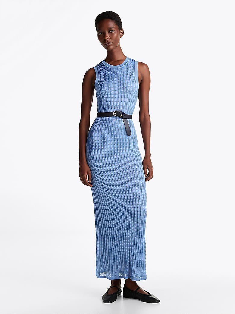 Robe ajustée longue en maille torsadée