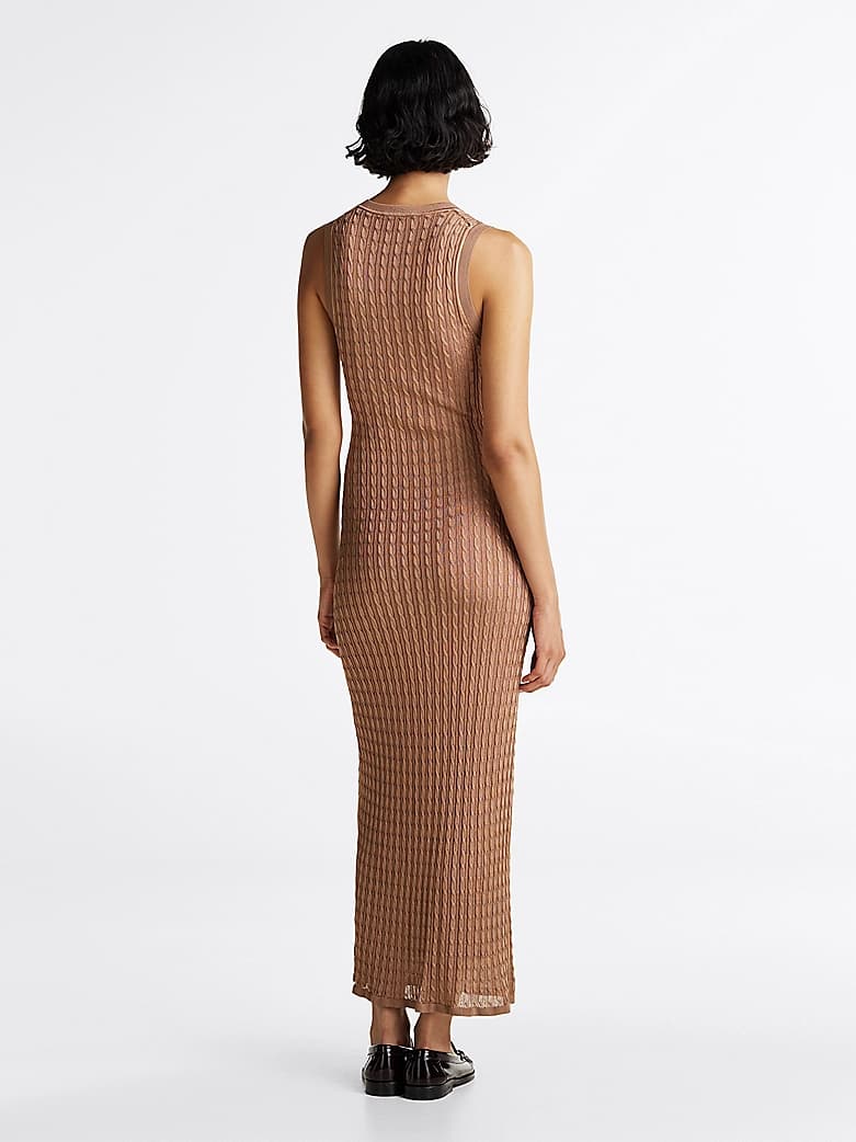 Robe ajustée longue en maille torsadée