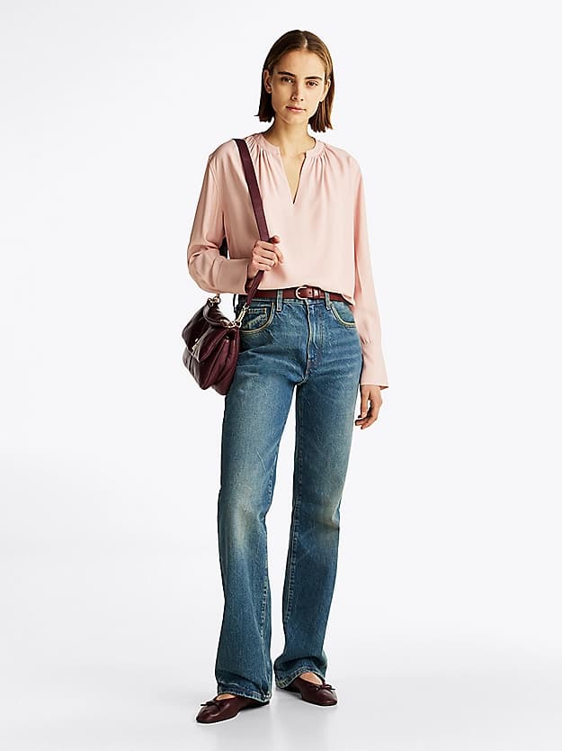 Blouse décontractée col en V ruché