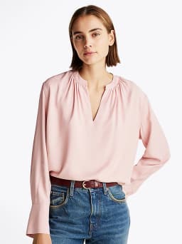 Blouse décontractée col en V ruché