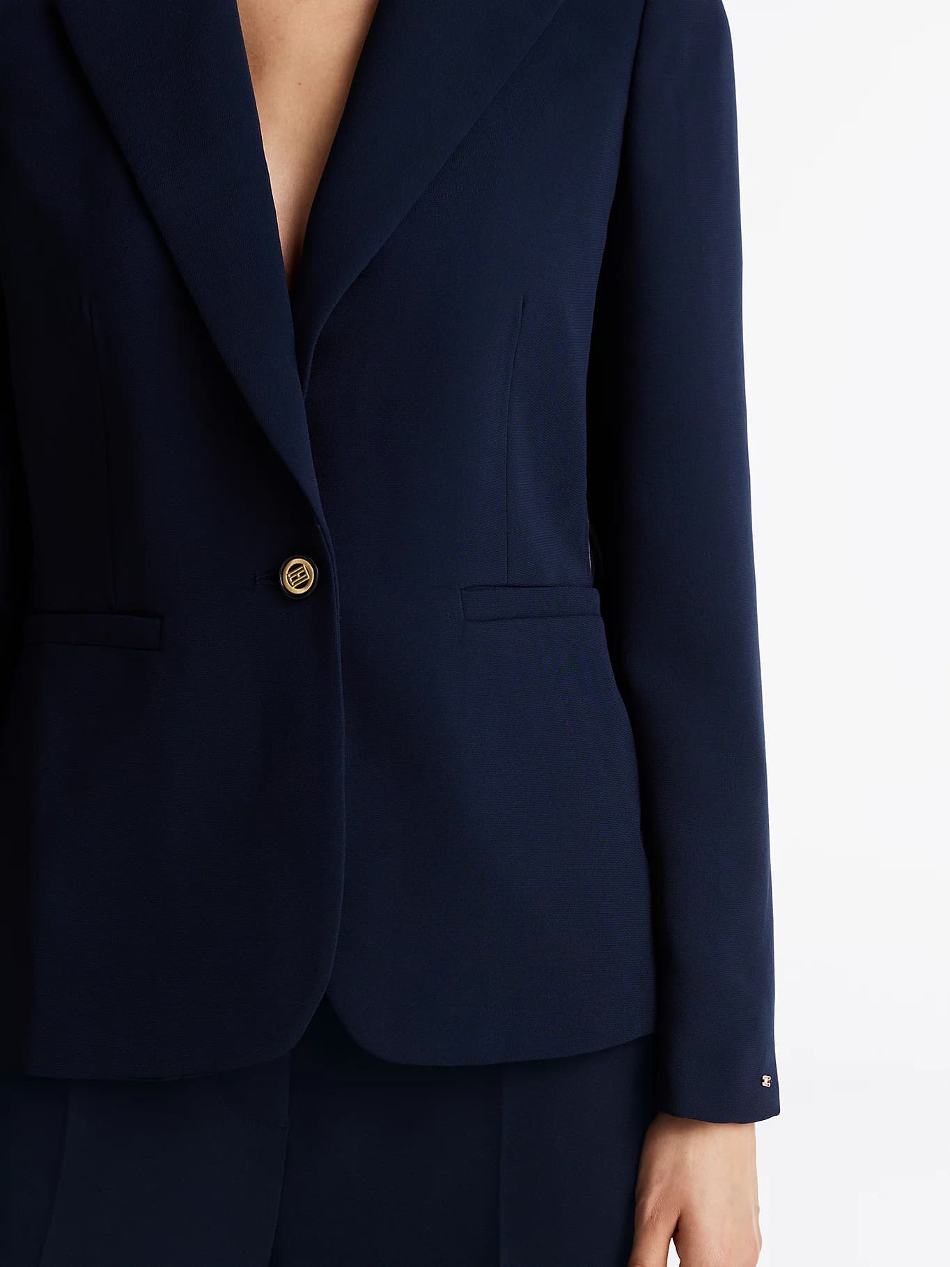 Blazer ajusté droit en crêpe