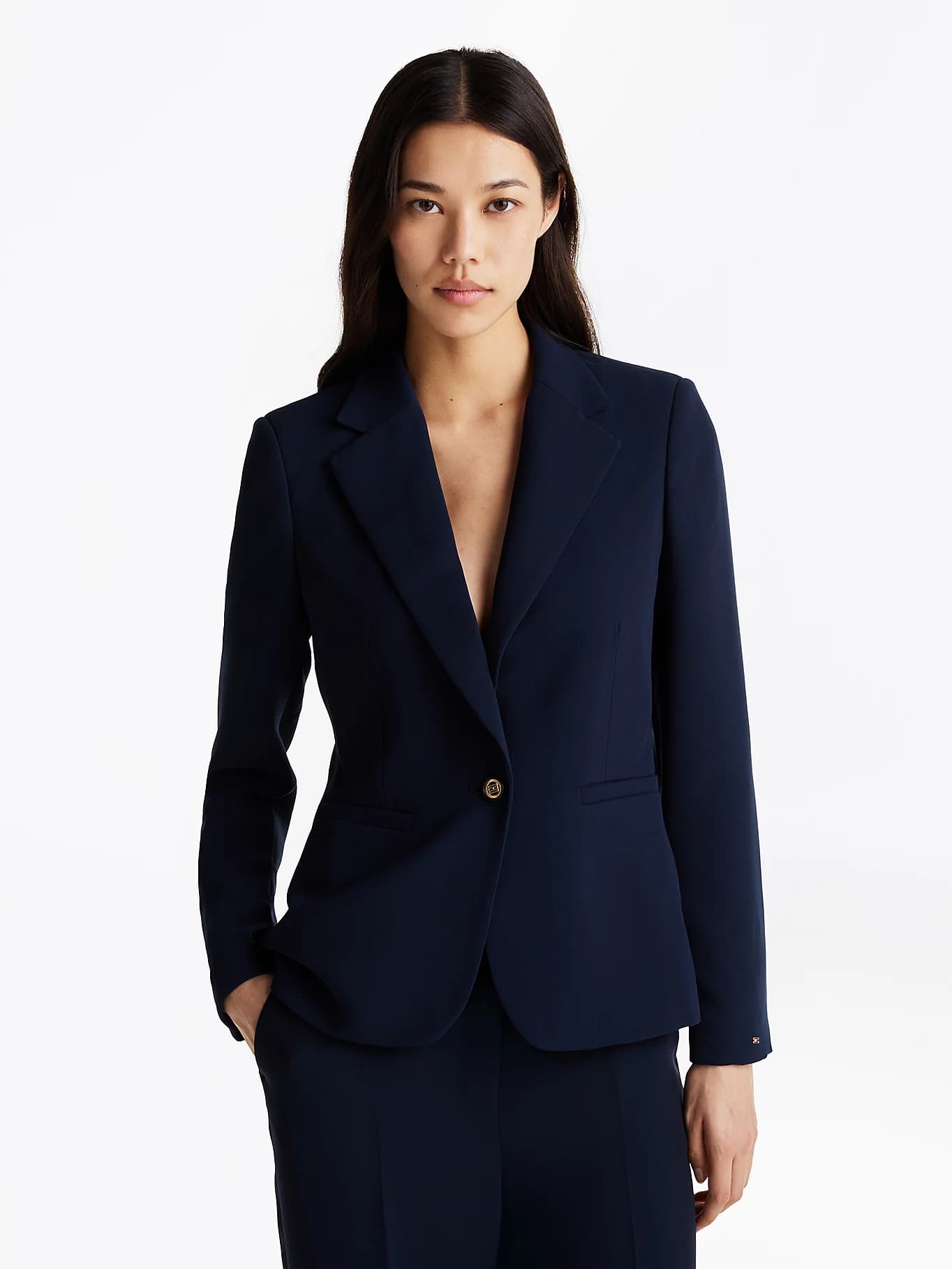 Blazer ajusté droit en crêpe