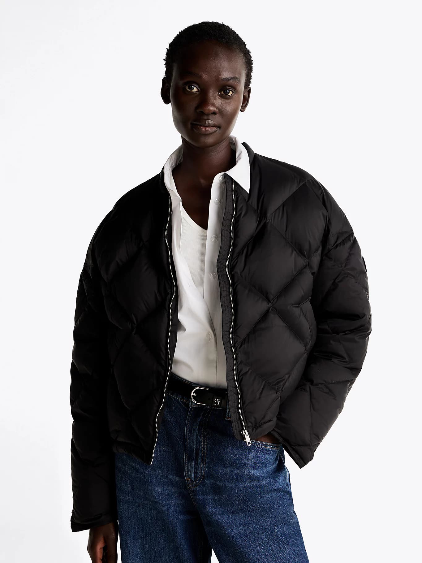 Bomber décontracté matelassé de duvet