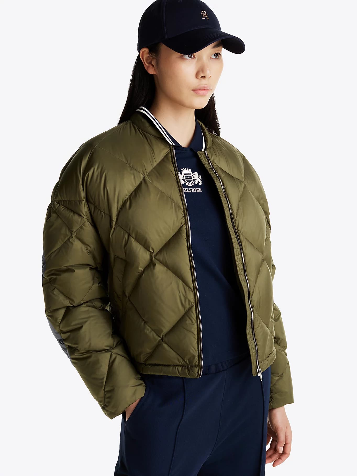 Bomber décontracté matelassé de duvet