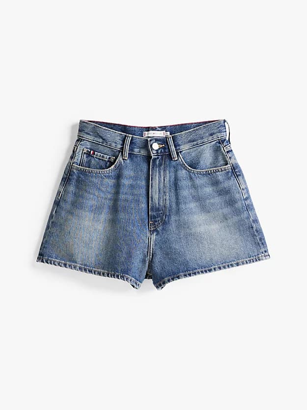 Short évasé en denim taille haute