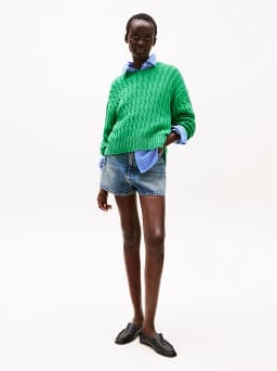 Short évasé en denim taille haute
