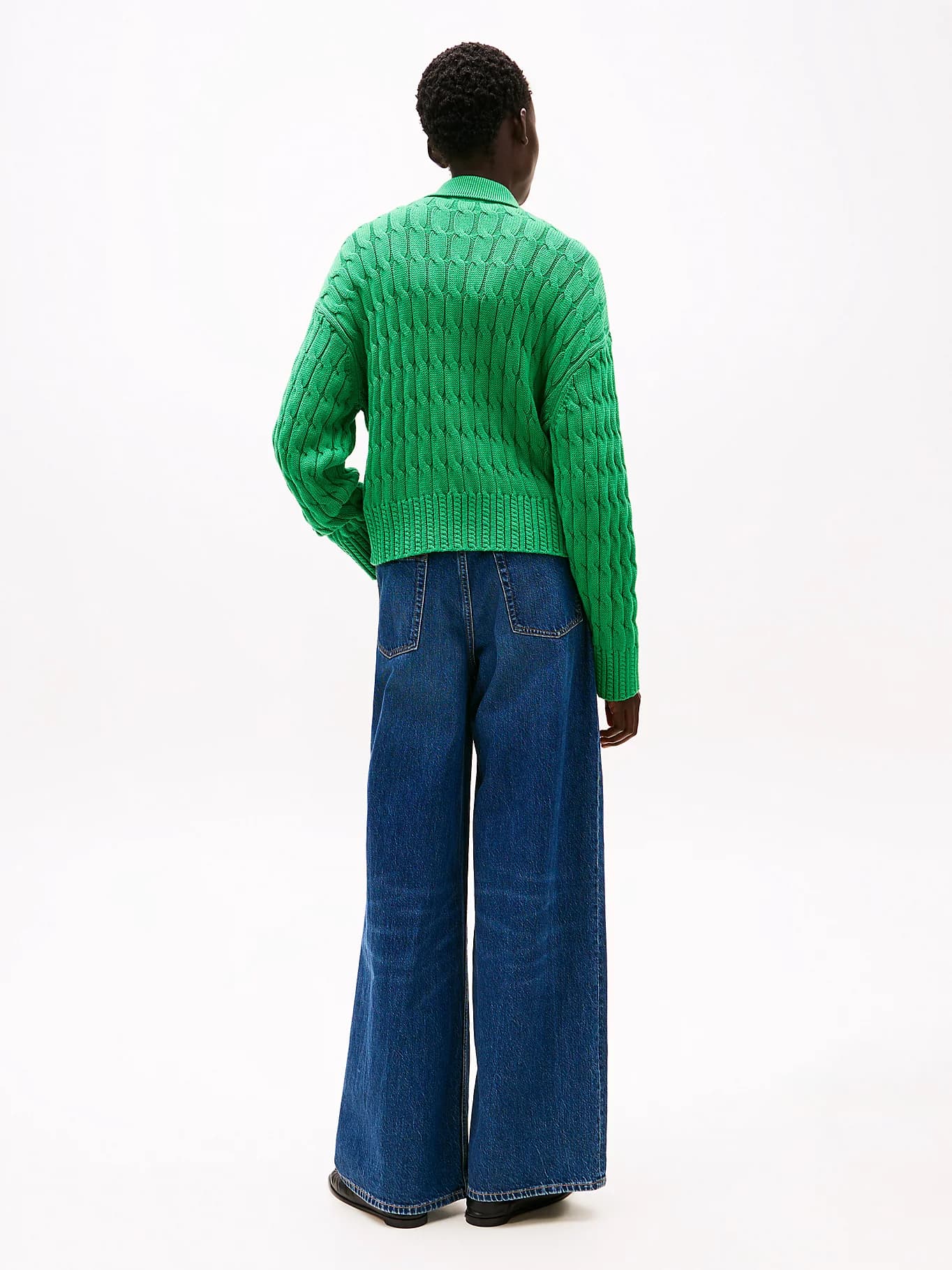 Cardigan boxy zippé en maille torsadée