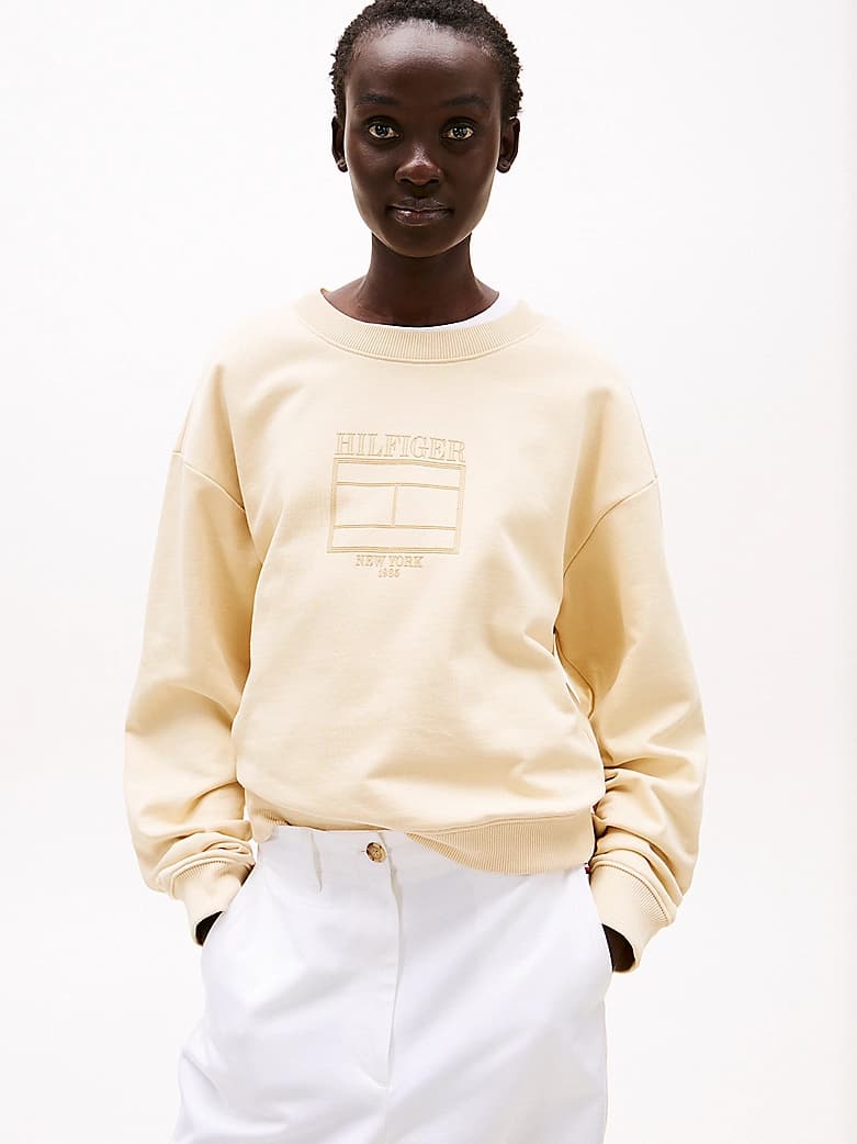 Pull à col ras-du-cou et drapeau Hilfiger