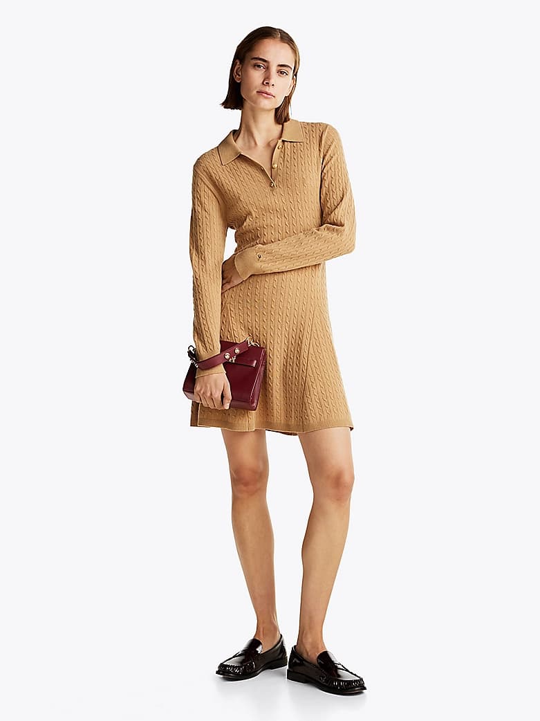 Robe polo courte en maille torsadée
