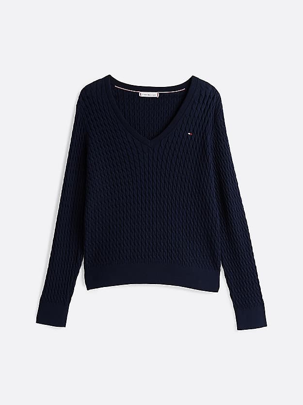 Pull en maille torsadée col en V