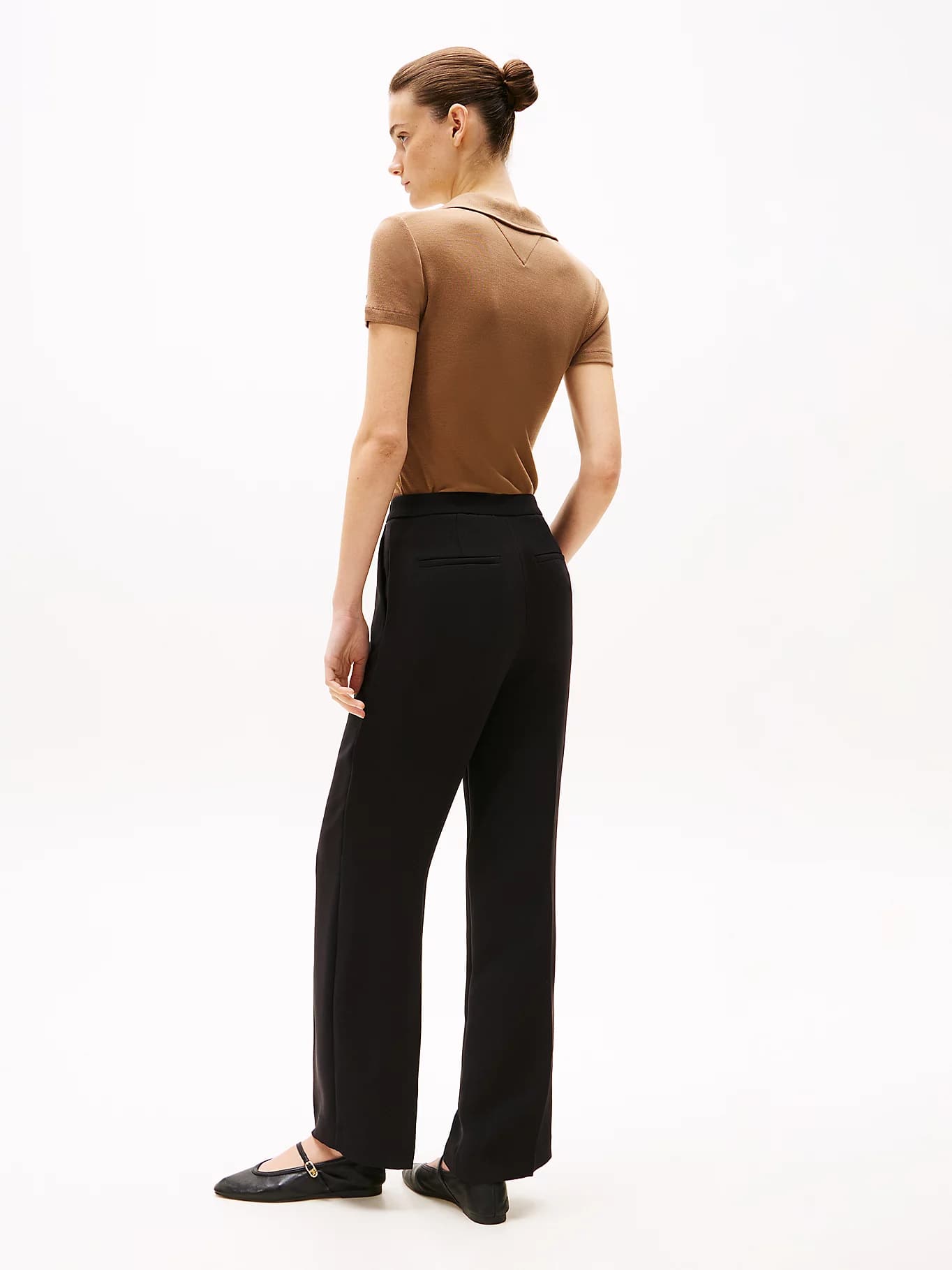 Pantalon droit décontracté en crêpe