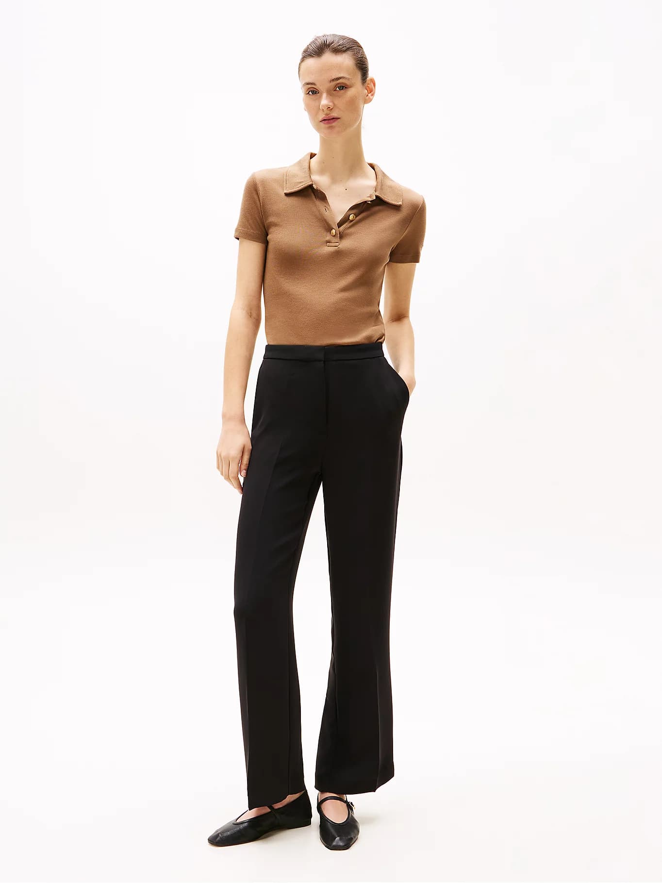 Pantalon droit décontracté en crêpe