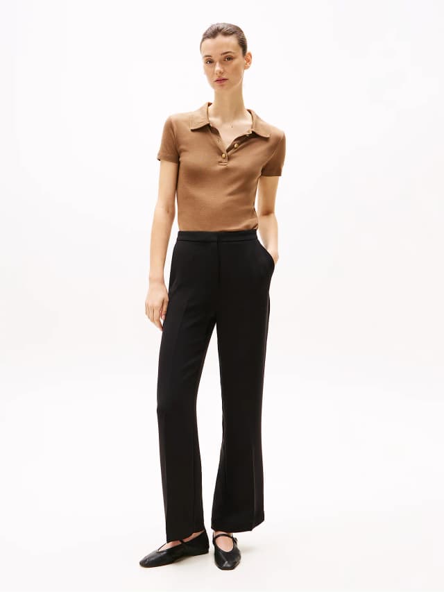 Pantalon droit décontracté en crêpe