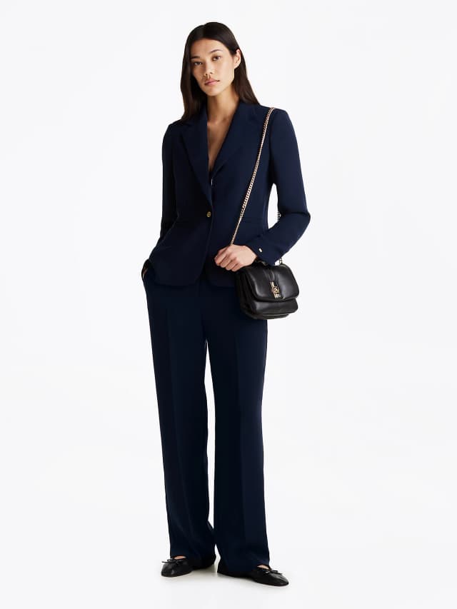 Pantalon droit décontracté en crêpe