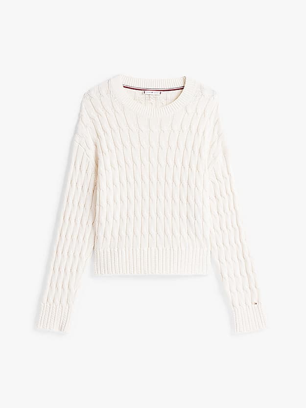Pull en maille torsadée à col ras-du-cou