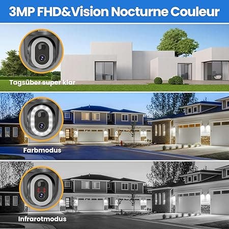 Allesin 2K Camera Surveillance Exterieure sans Fils Batterie, 3M