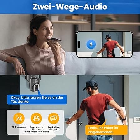 Allesin 2K Camera Surveillance Exterieure sans Fils Batterie, 3M