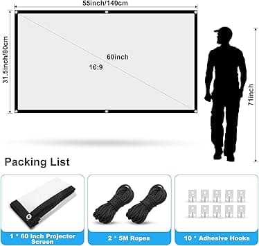 Ecran Projecteur 60 Pouces,HOPFROG Ecran de Projection Avant et