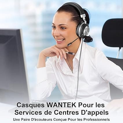 Wantek Casque avec Microphone antibruit,USB/Type-C/3,5 mm Jack C