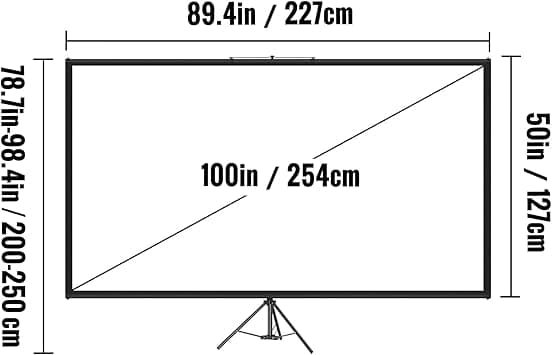 VEVOR Écran de Projection avec Trépied 100 Pouces 4K HD 16:9 Toi