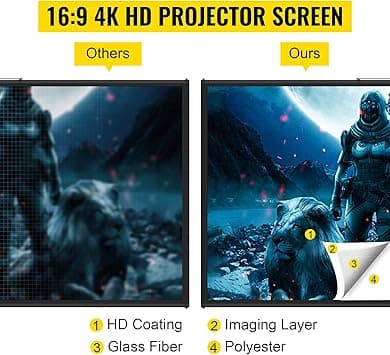 VEVOR Écran de Projection avec Trépied 100 Pouces 4K HD 16:9 Toi