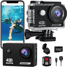 TIMNUT Sport Caméra 4K 30FPS avec Carte SD 64G, HD 20 MP Caméra
